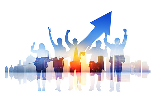 Talent performance and engagement technology: Engaging and driving the modern workforce Business People Celebrating Success In A Cityscape