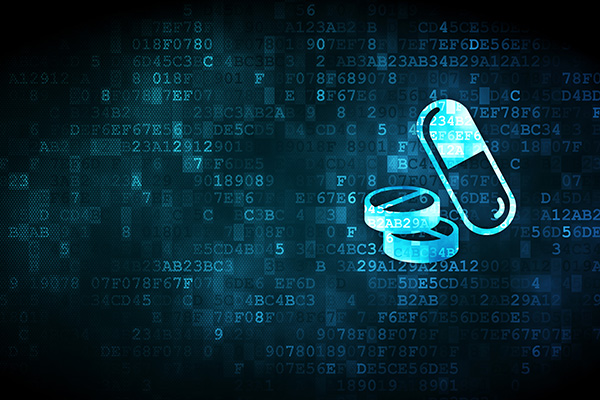 Health Concept: Pills On Digital Background